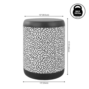 Vernis 17.75" Modern Bohemian Geometric Drum Garden Stool - JONATHAN Y